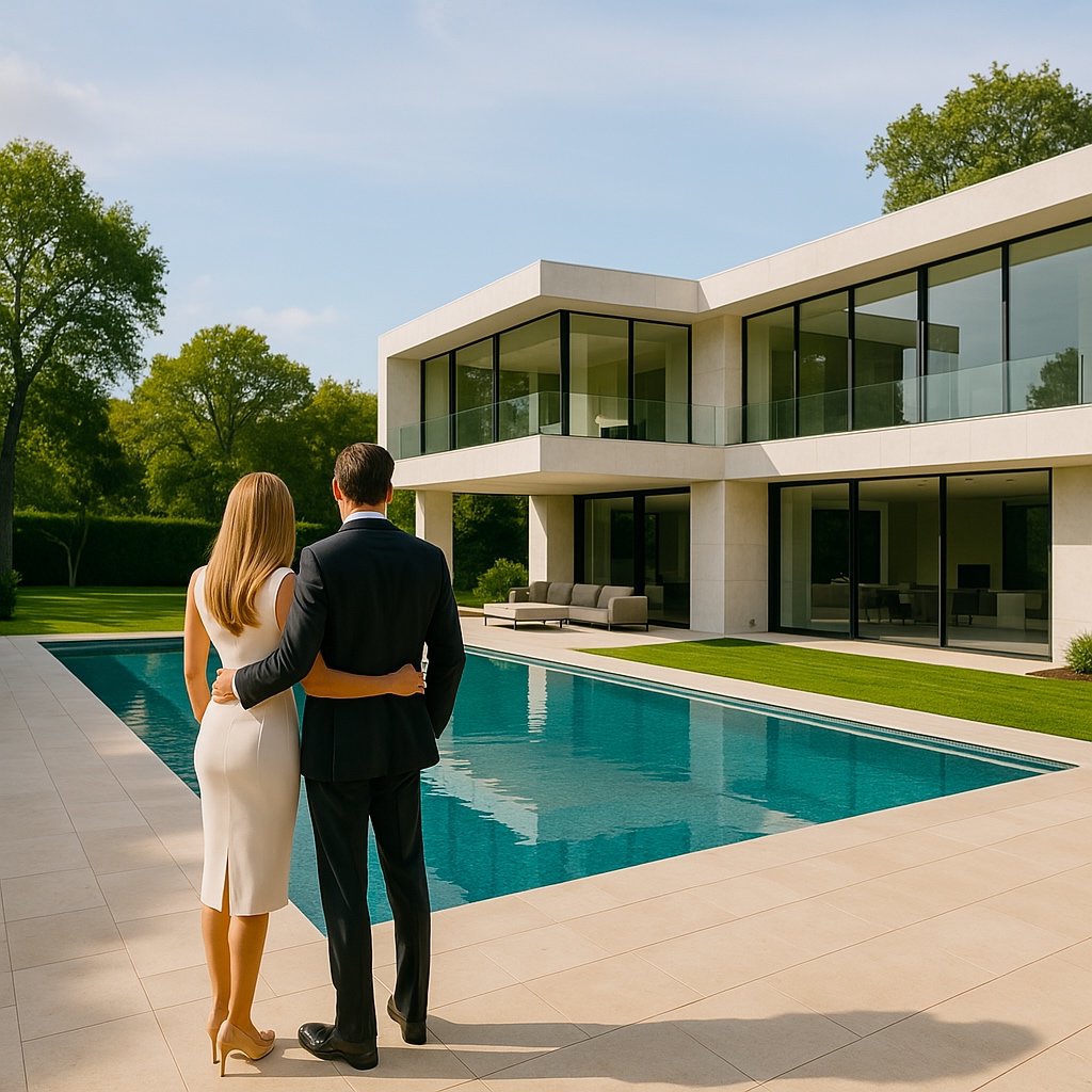 Modern Couple Overlooking Pool