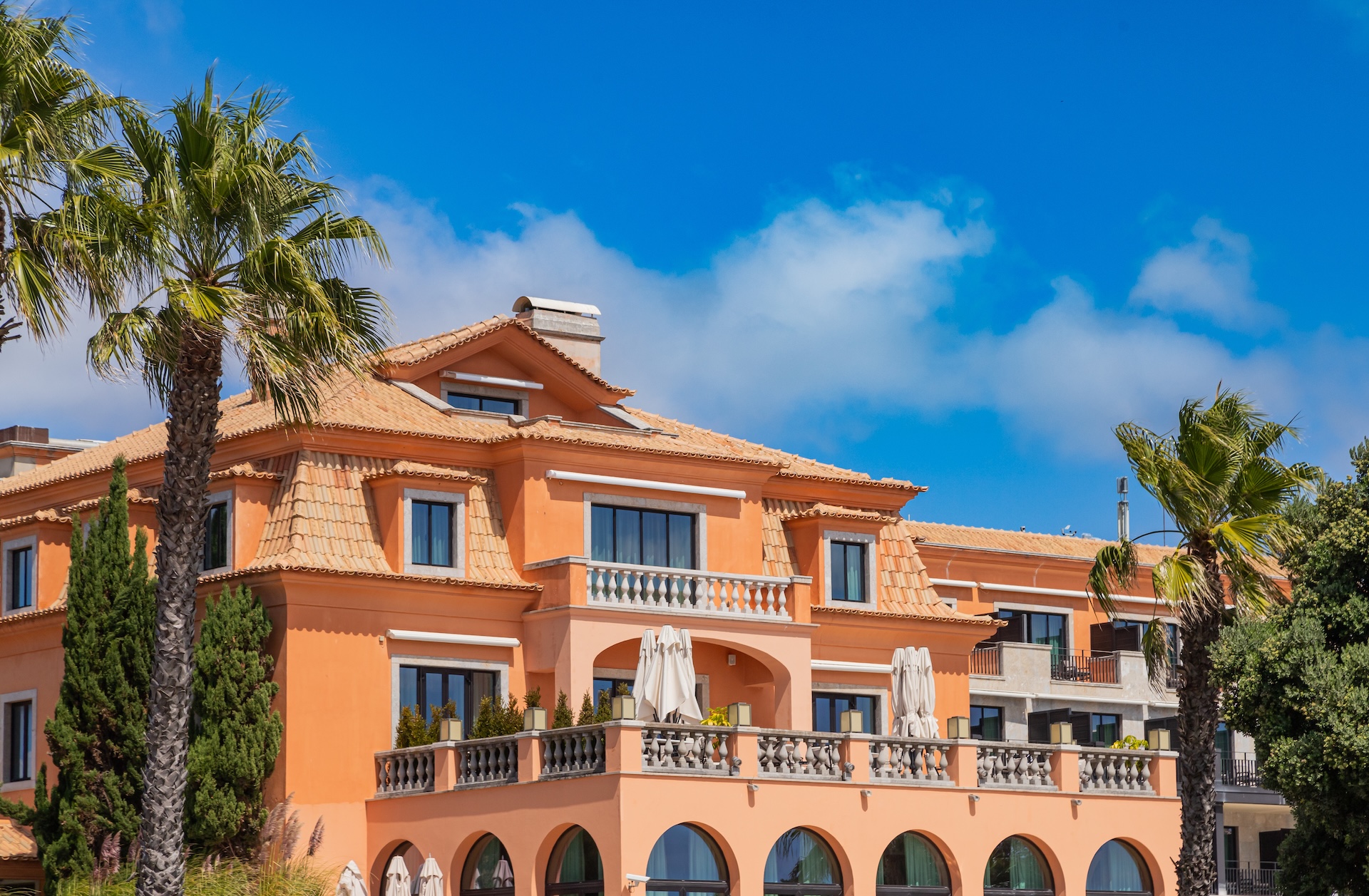 Mediterranean Home with Blue Sky